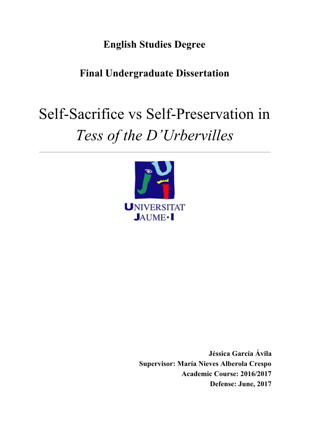 Self-Sacrifice Vs Self-Preservation in Tess of the D'urbervilles