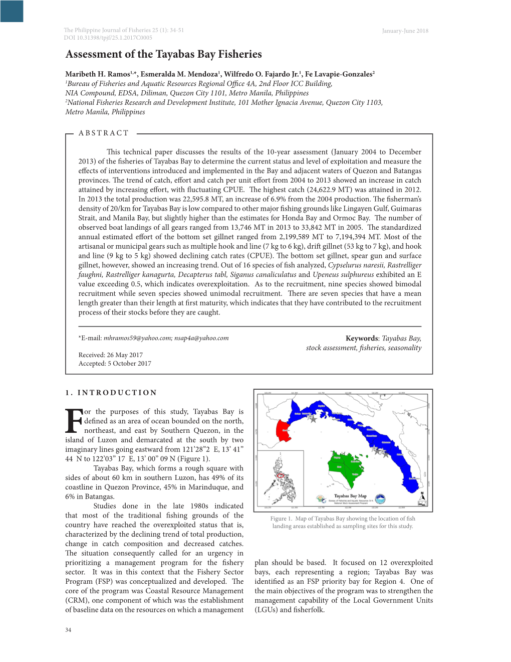 Assessment of the Tayabas Bay Fisheries