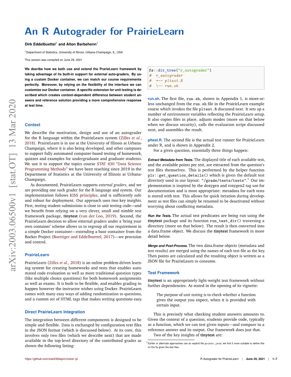 An R Autograder for Prairielearn