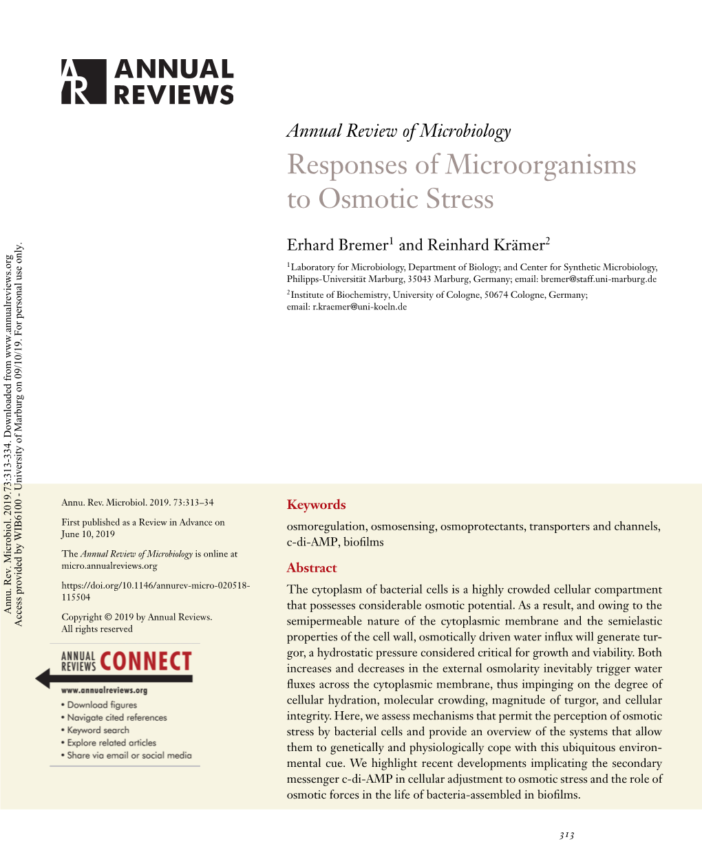 Responses of Microorganisms to Osmotic Stress