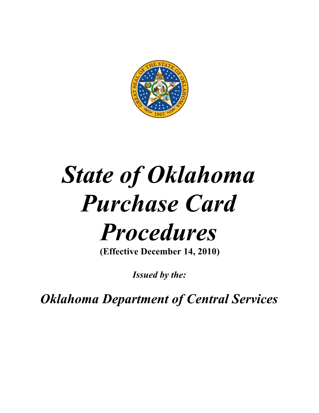 State Of Oklahoma Purchase Card Procedures