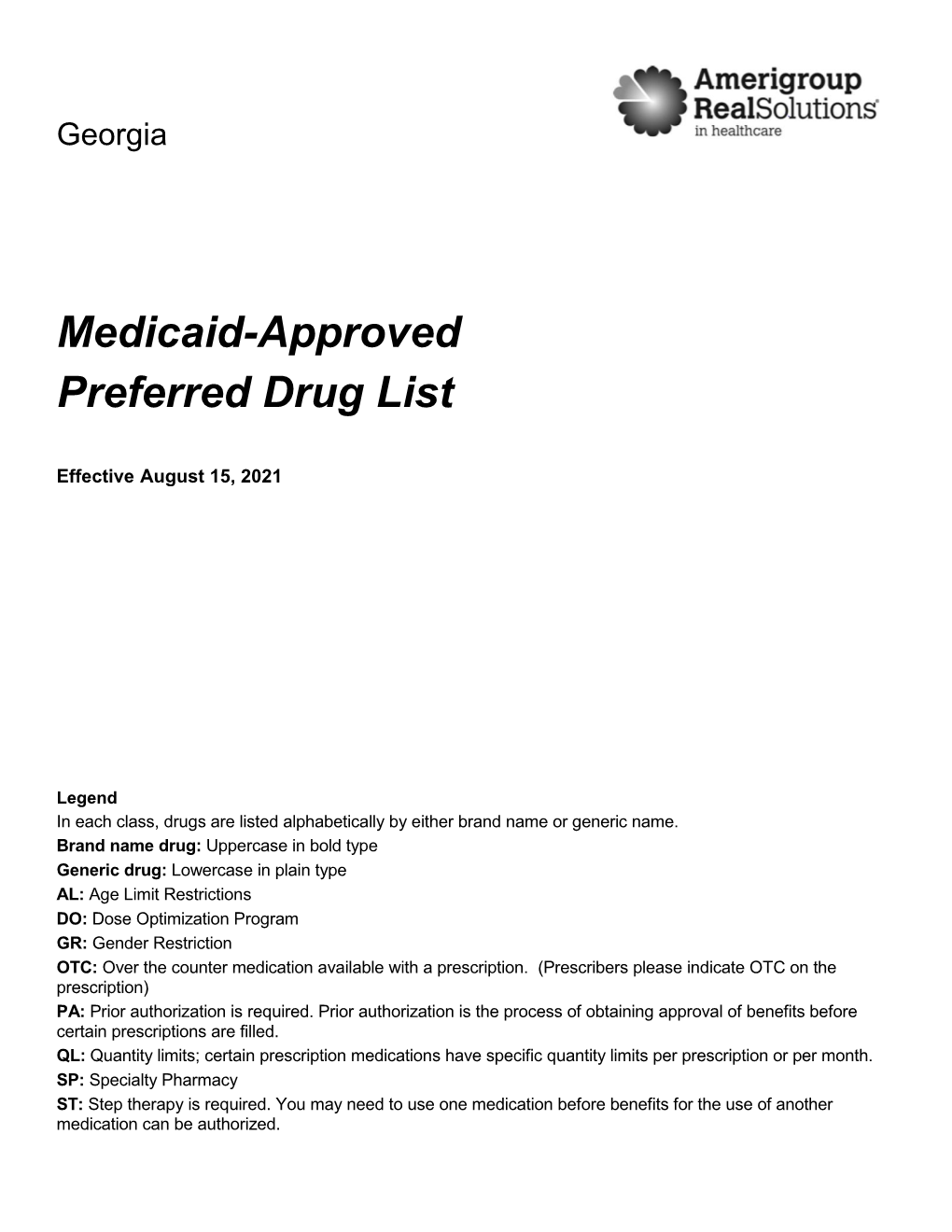 Medicaid-Approved Preferred Drug List