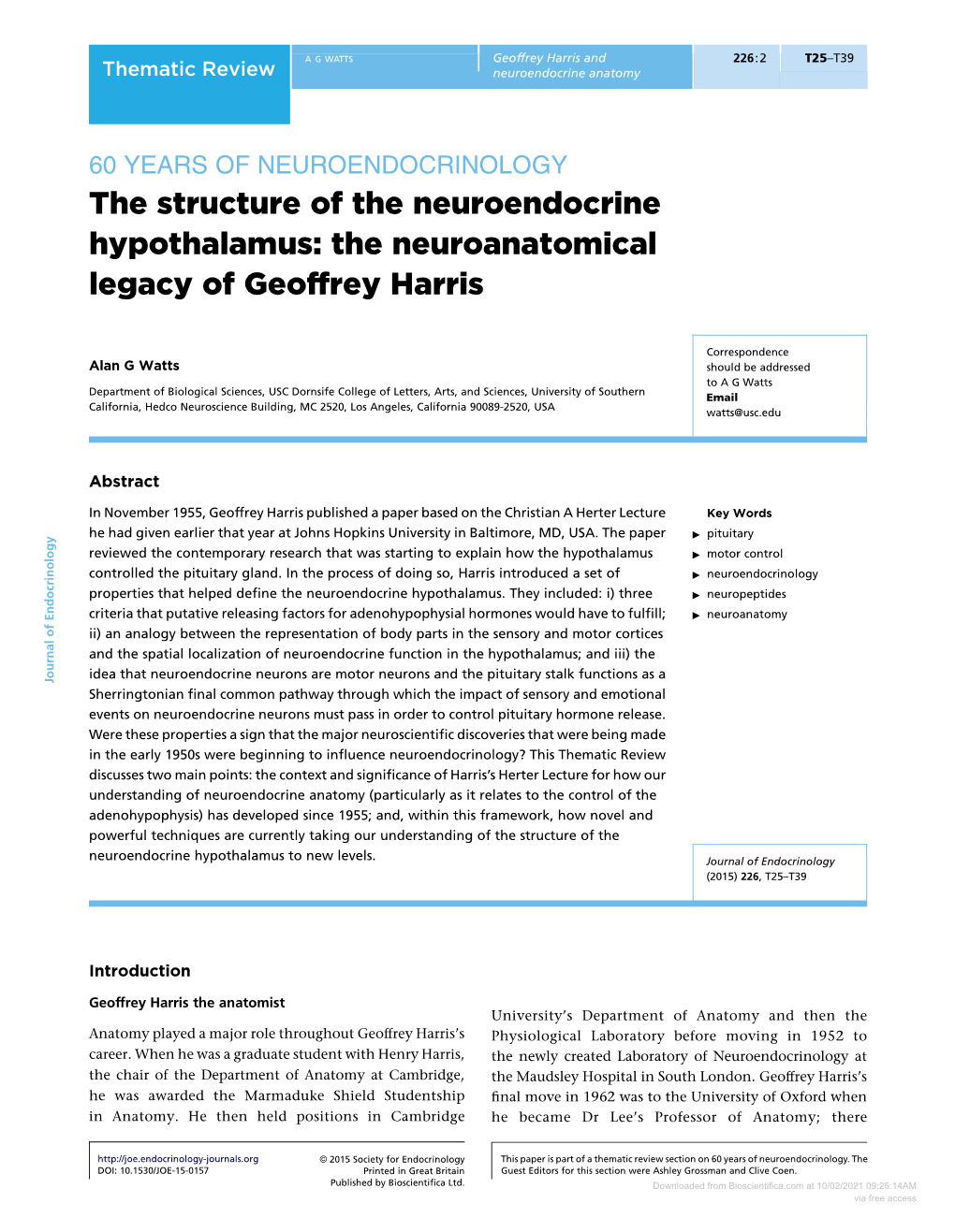 The Structure of the Neuroendocrine Hypothalamus: the Neuroanatomical Legacy of Geoffrey Harris