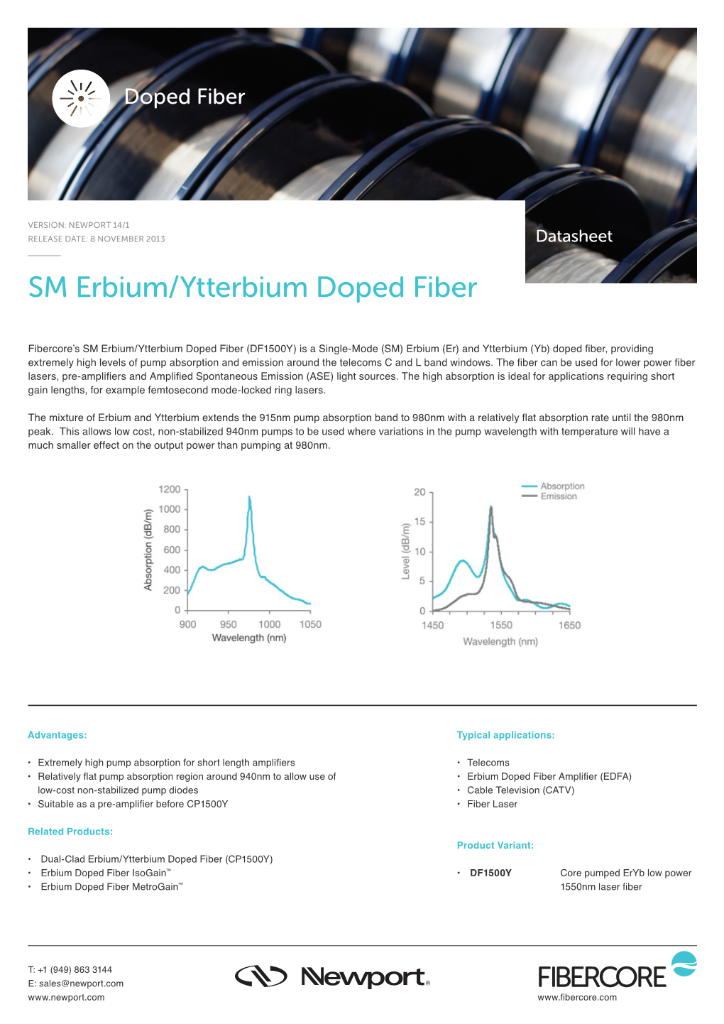 SM Erbium/Ytterbium Doped Fiber