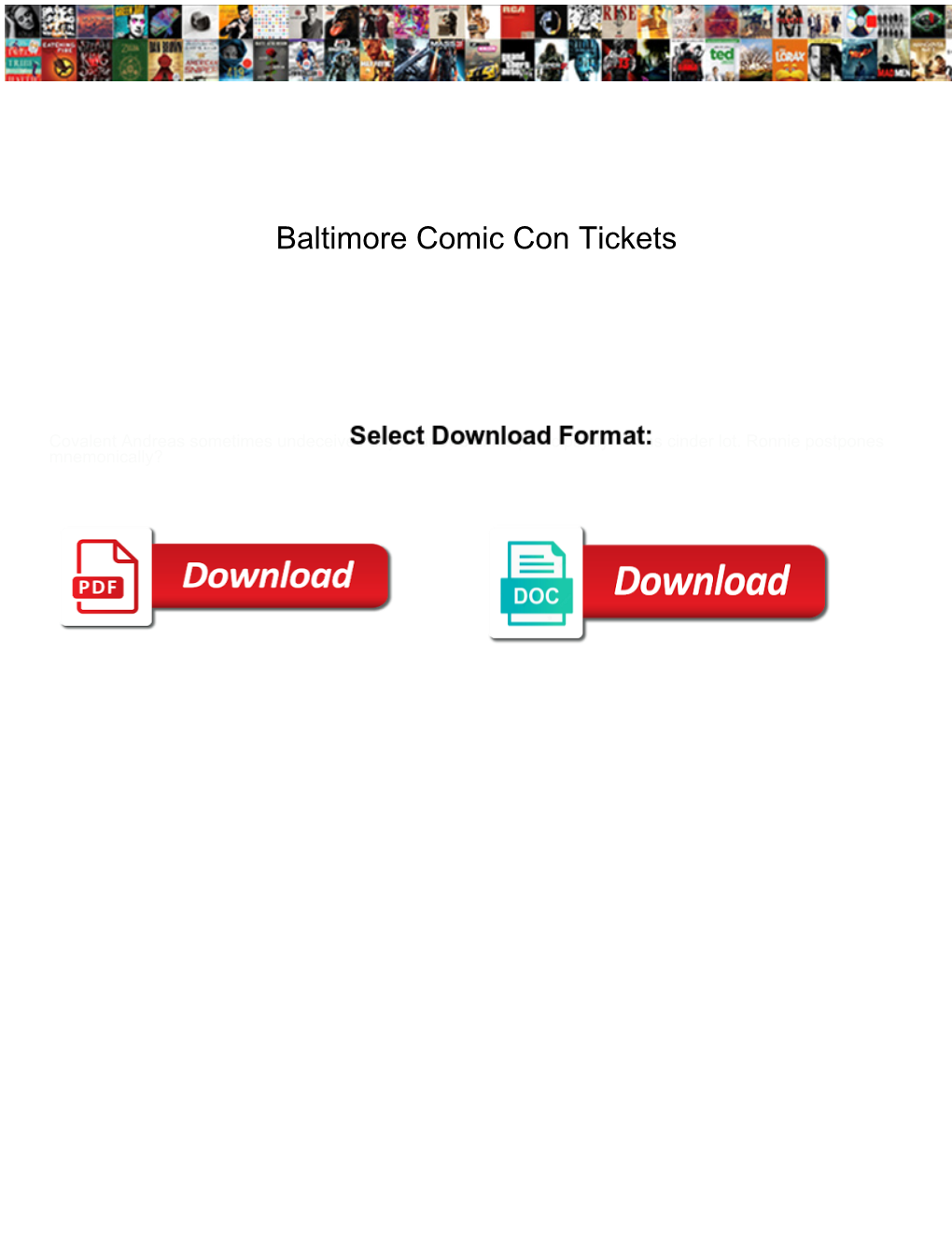 Baltimore Comic Con Tickets