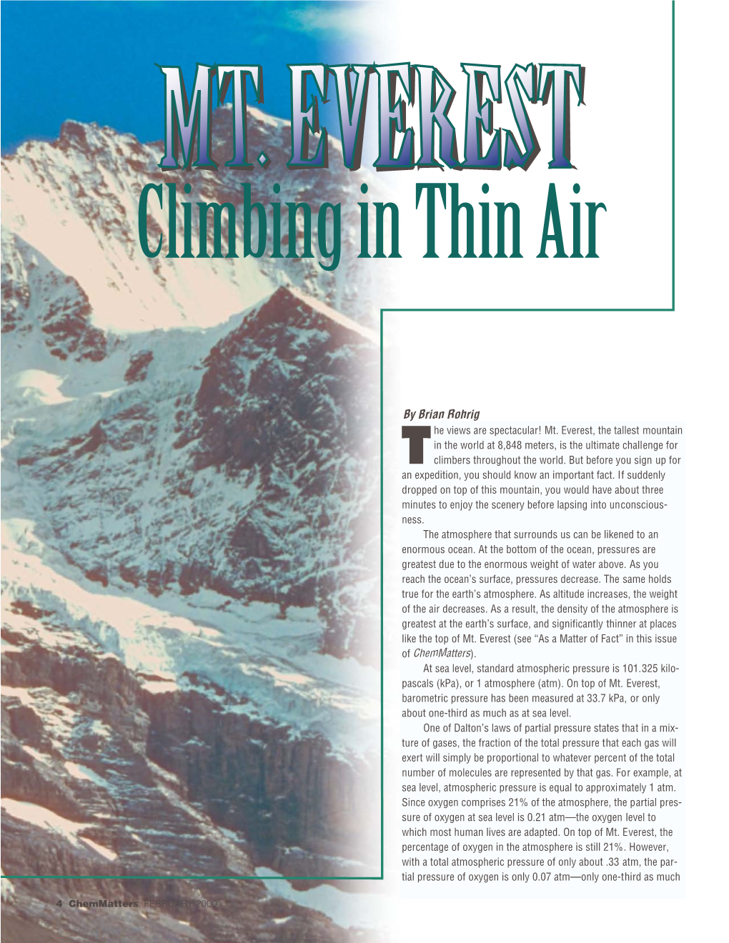 Mt. Everest: Climbing Into Thin
