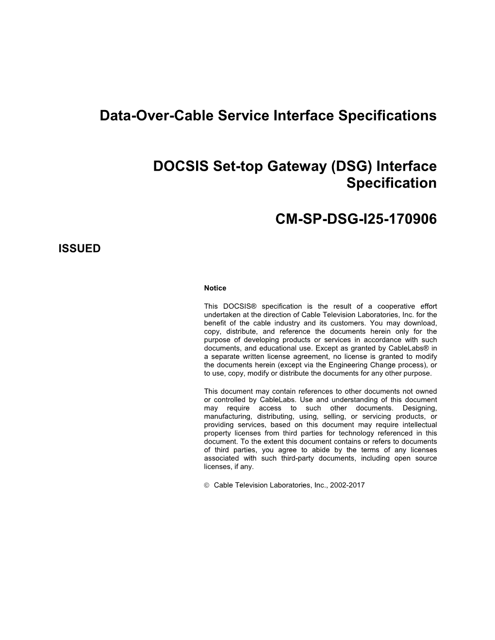 Interface Specification CM-SP-DSG-I25-170906