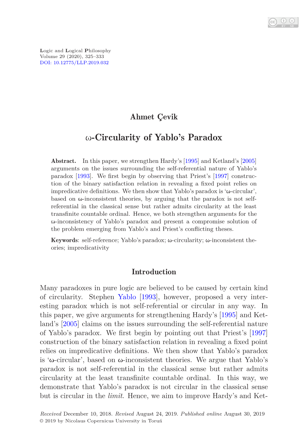 Û-Circularity of Yablo's Paradox