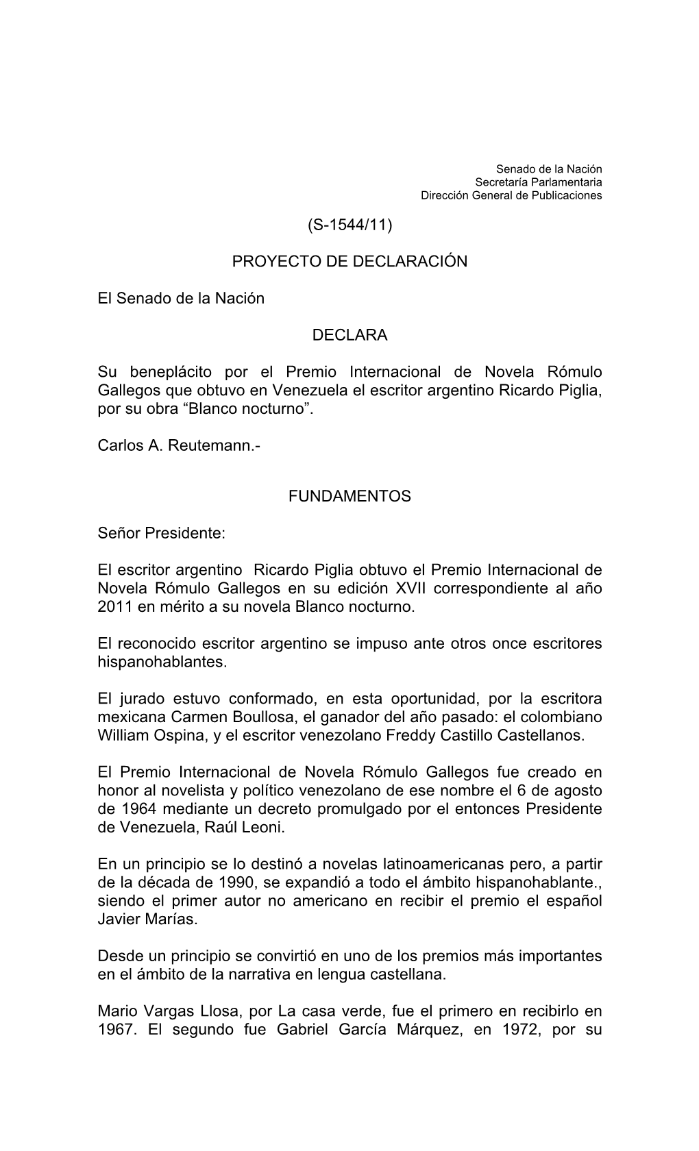 Proyecto De Declaracin