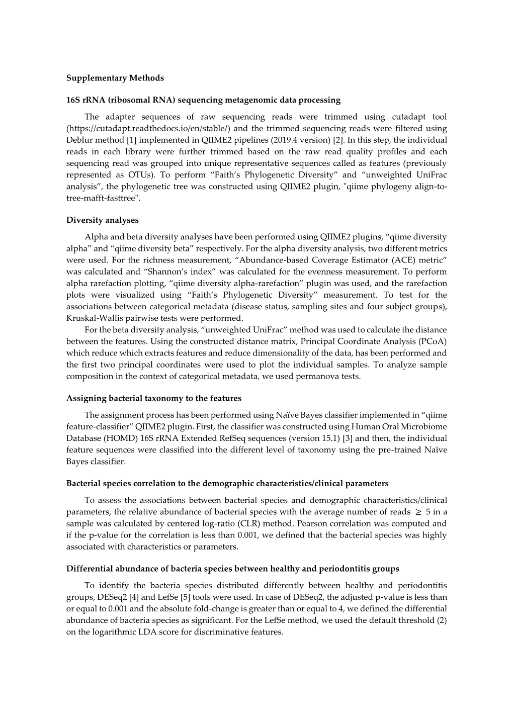 Supplementary Methods 16S Rrna (Ribosomal RNA)