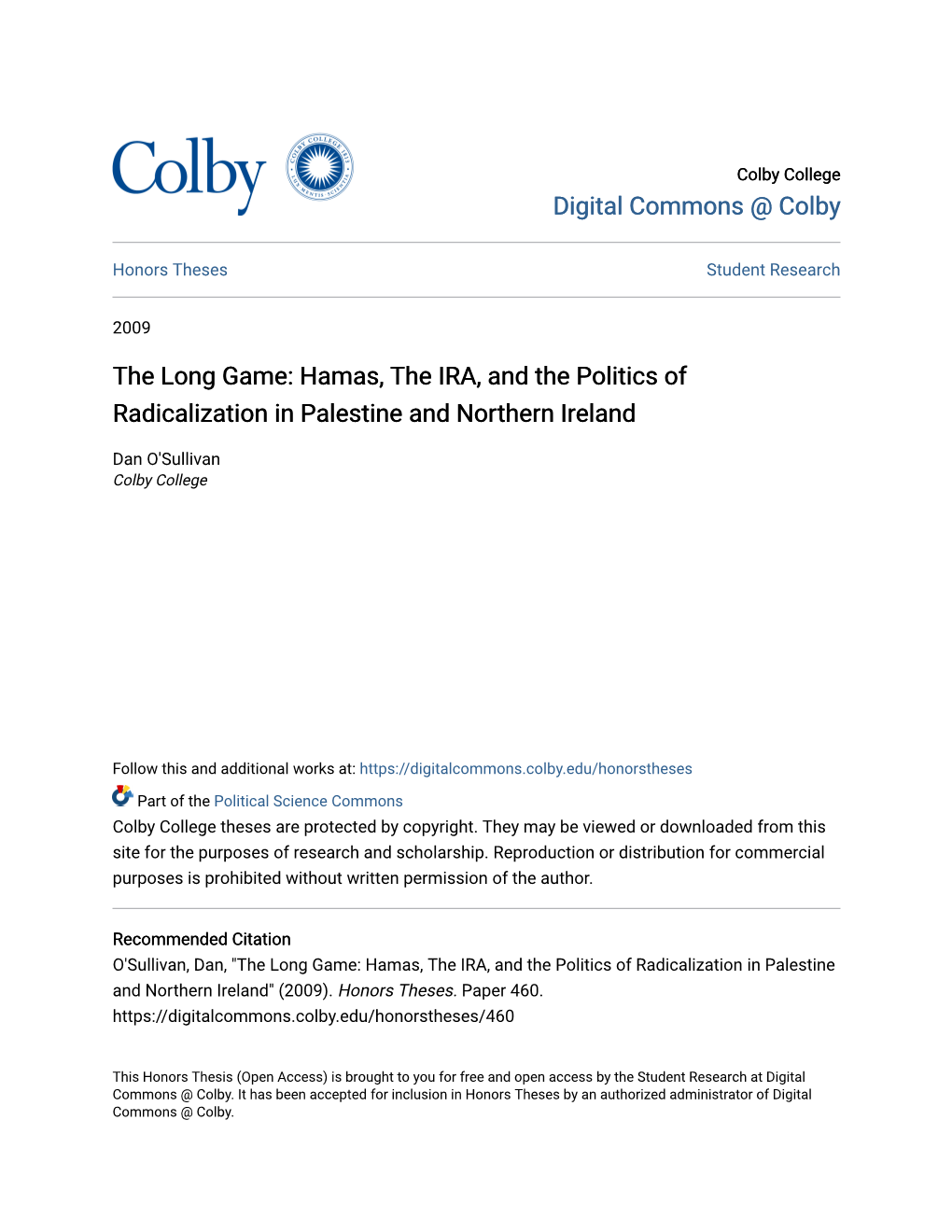 Hamas, the IRA, and the Politics of Radicalization in Palestine and Northern Ireland