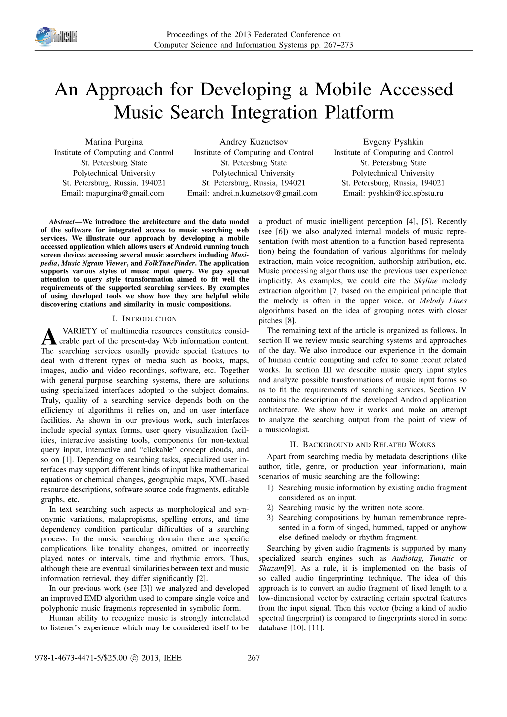 An Approach for Developing a Mobile Accessed Music Search Integration Platform