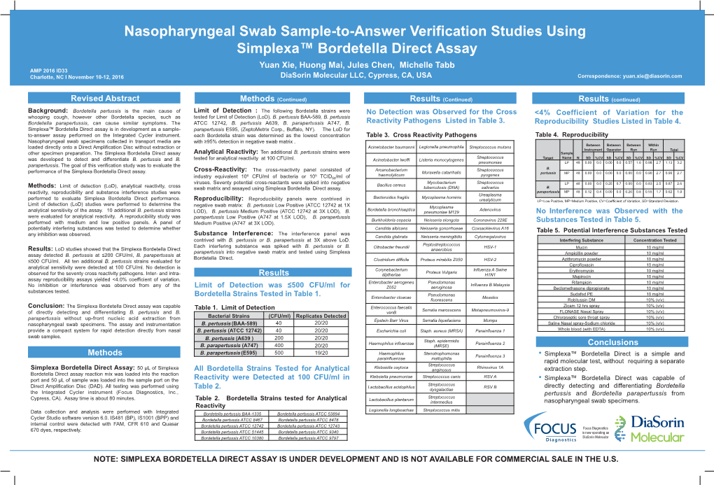 Nasopharyngeal Swab Sample-To-Answer Verification