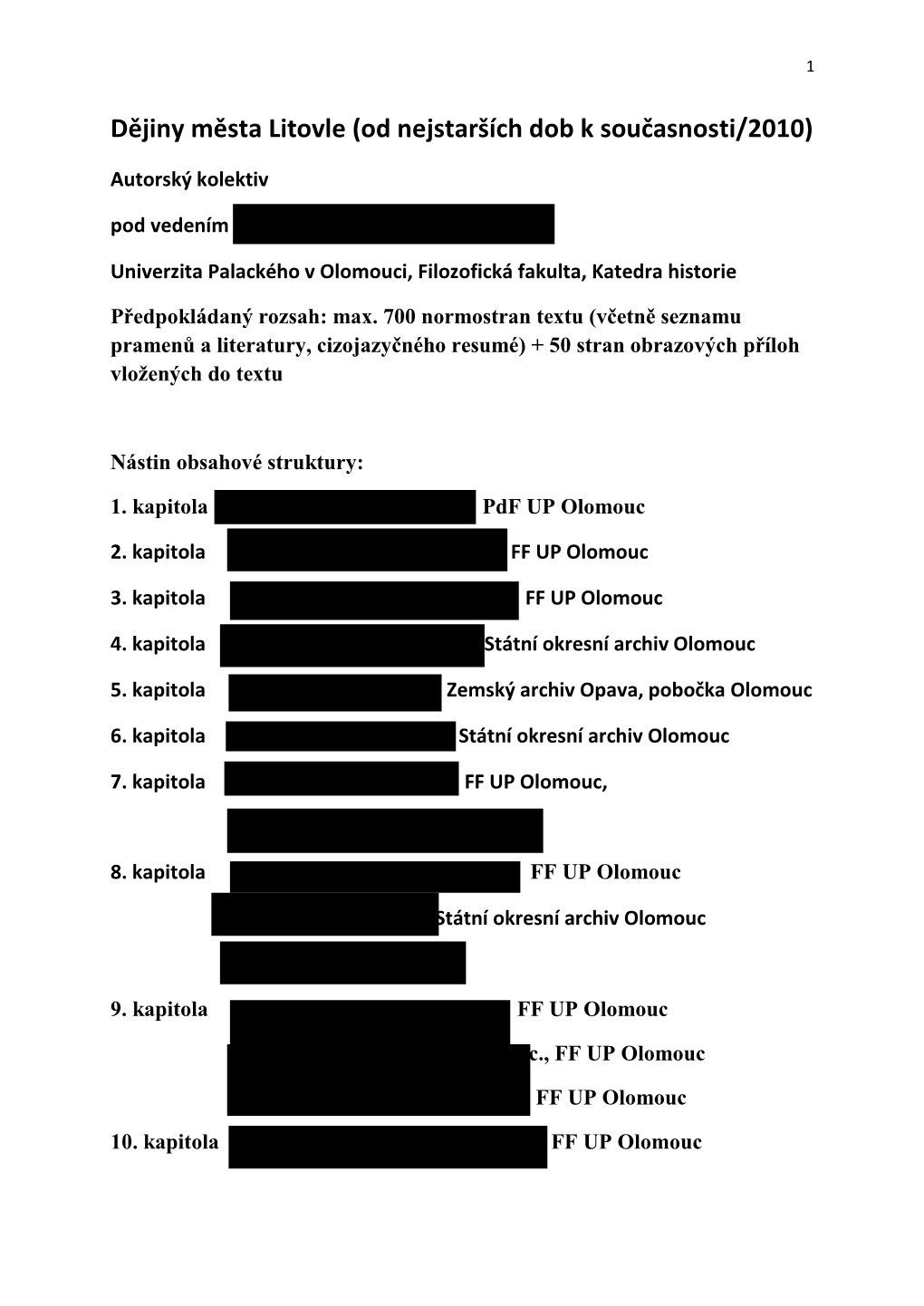 Dějiny Města Litovle (Od Nejstarších Dob K Současnosti/2010)