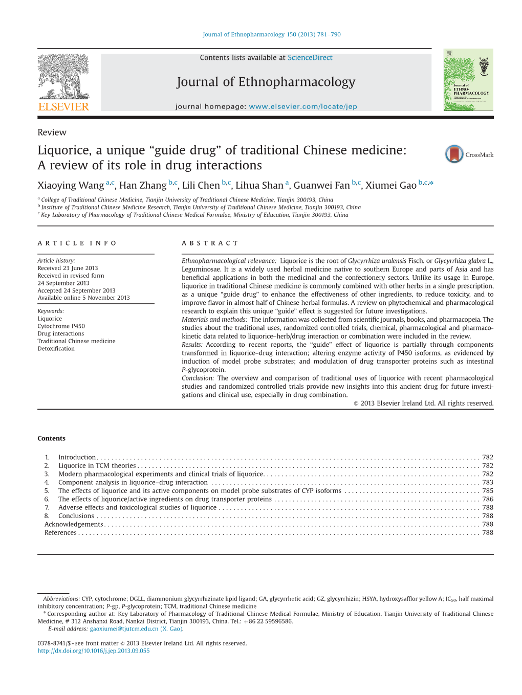 Liquorice, a Unique “Guide Drug” of Traditional Chinese Medicine: a Review of Its Role in Drug Interactions