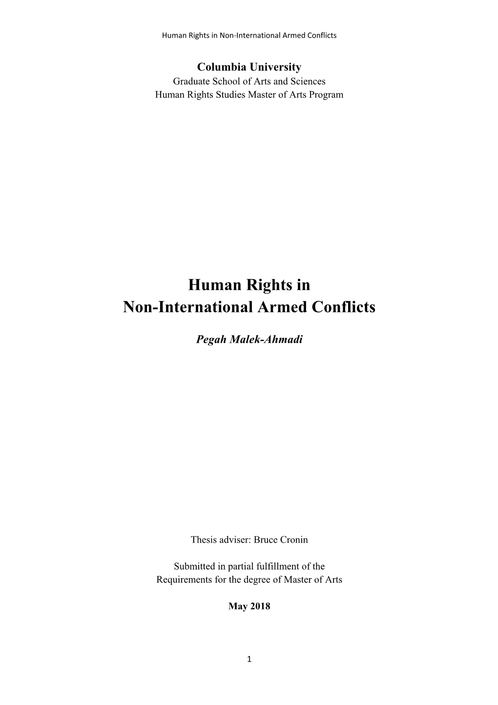 Human Rights in Non-International Armed Conflicts