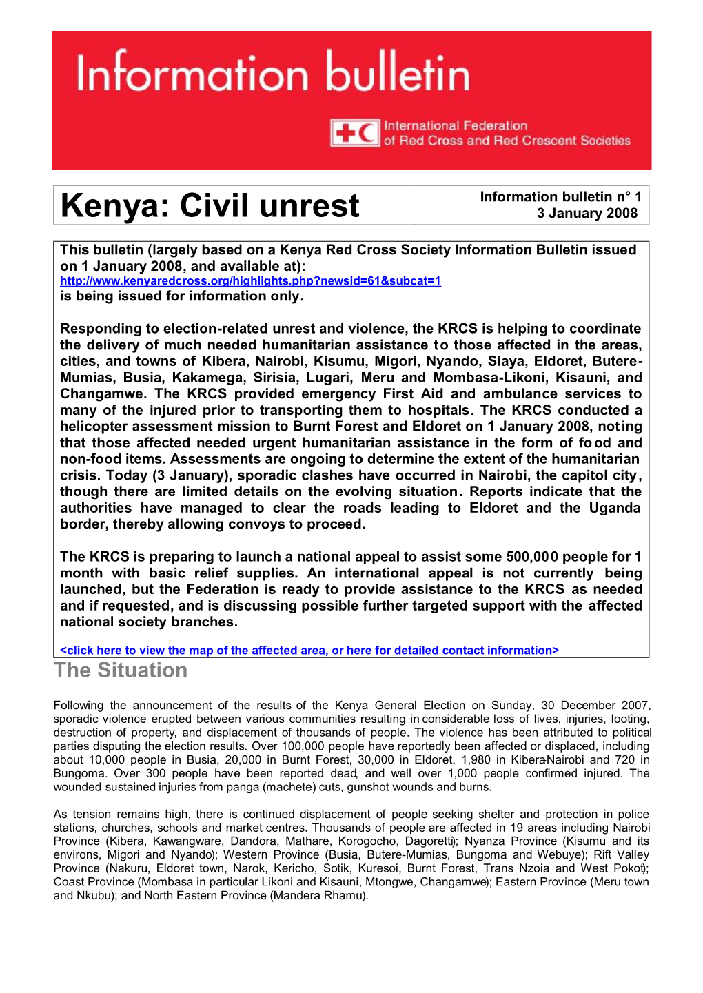 Kenya: Civil Unrest 3 January 2008