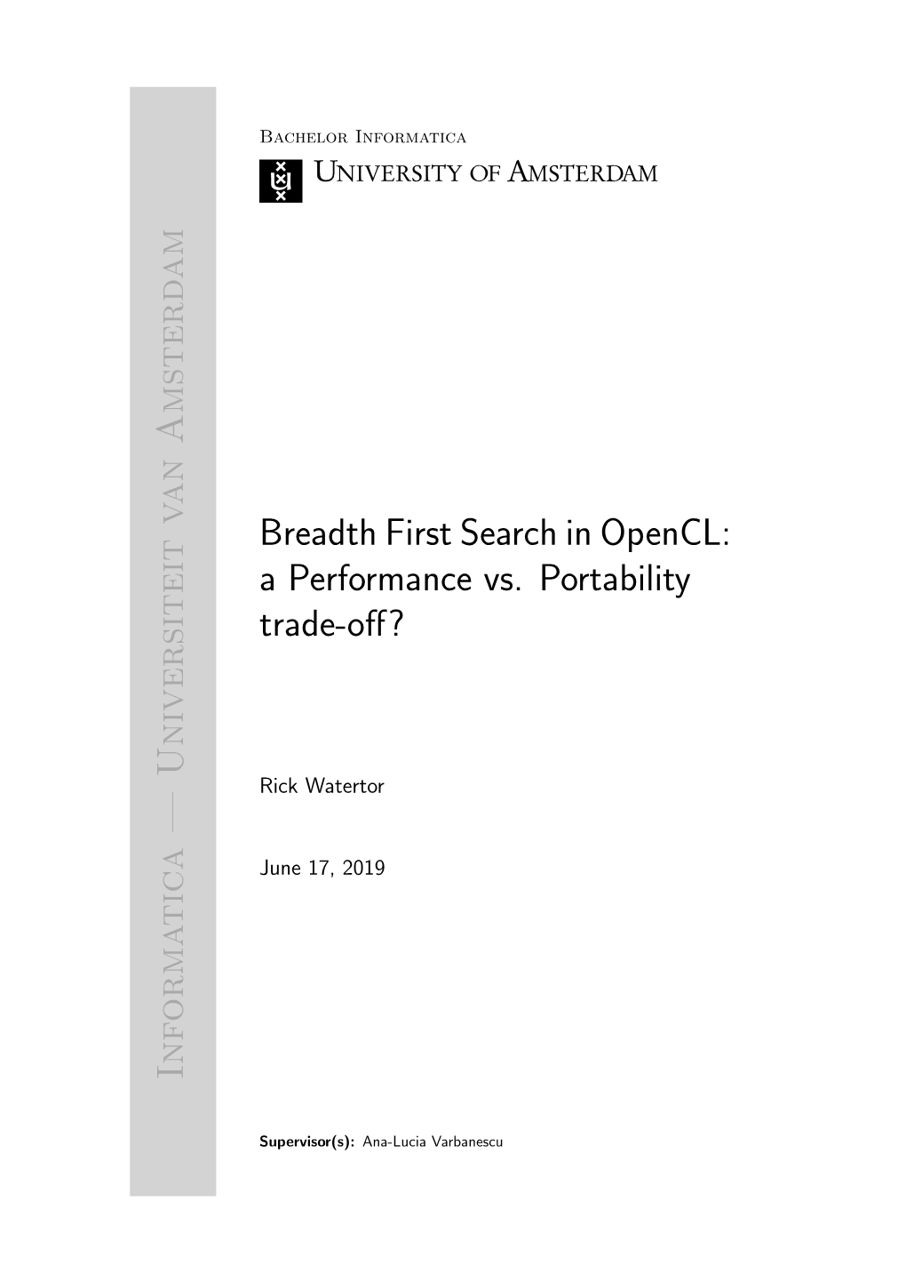 Breadth First Search in Opencl: a Performance Vs. Portability Trade-Off?