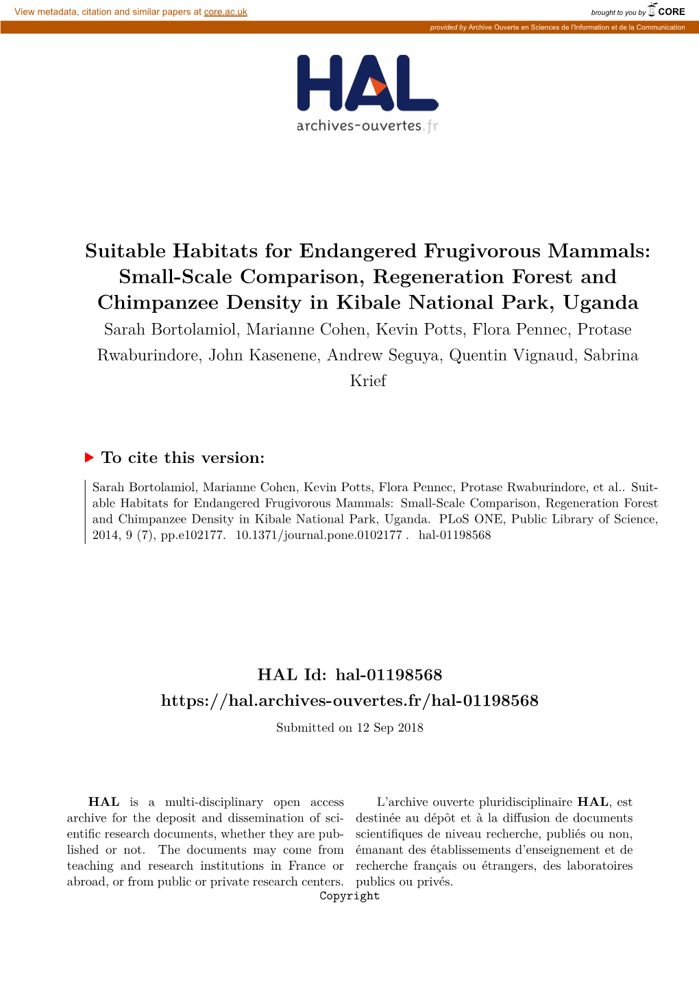 Suitable Habitats for Endangered Frugivorous Mammals