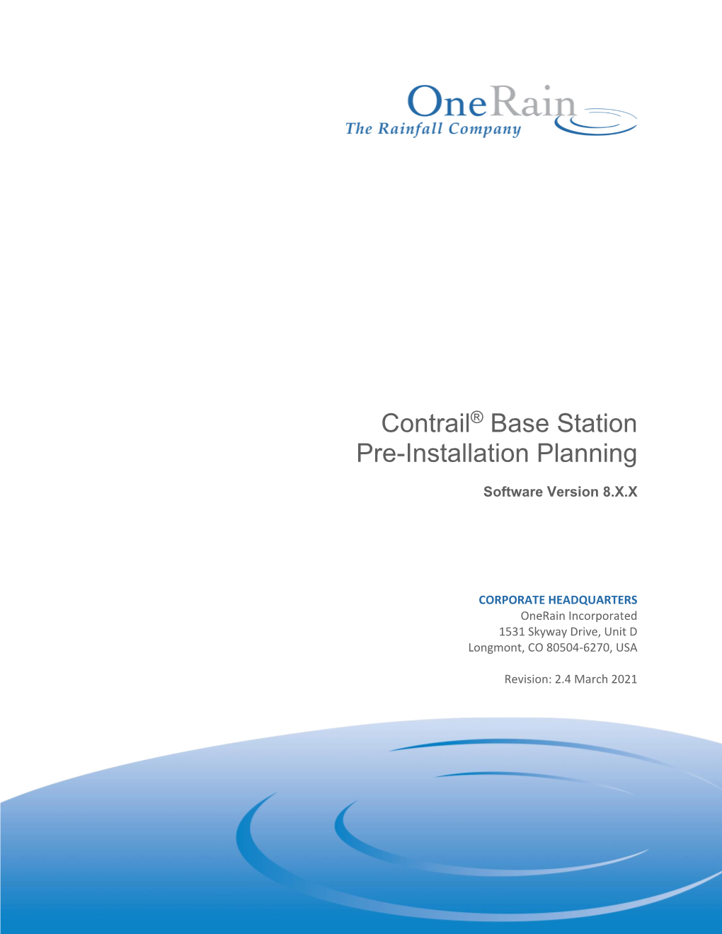 Contrail Base Station Pre-Installation Planning