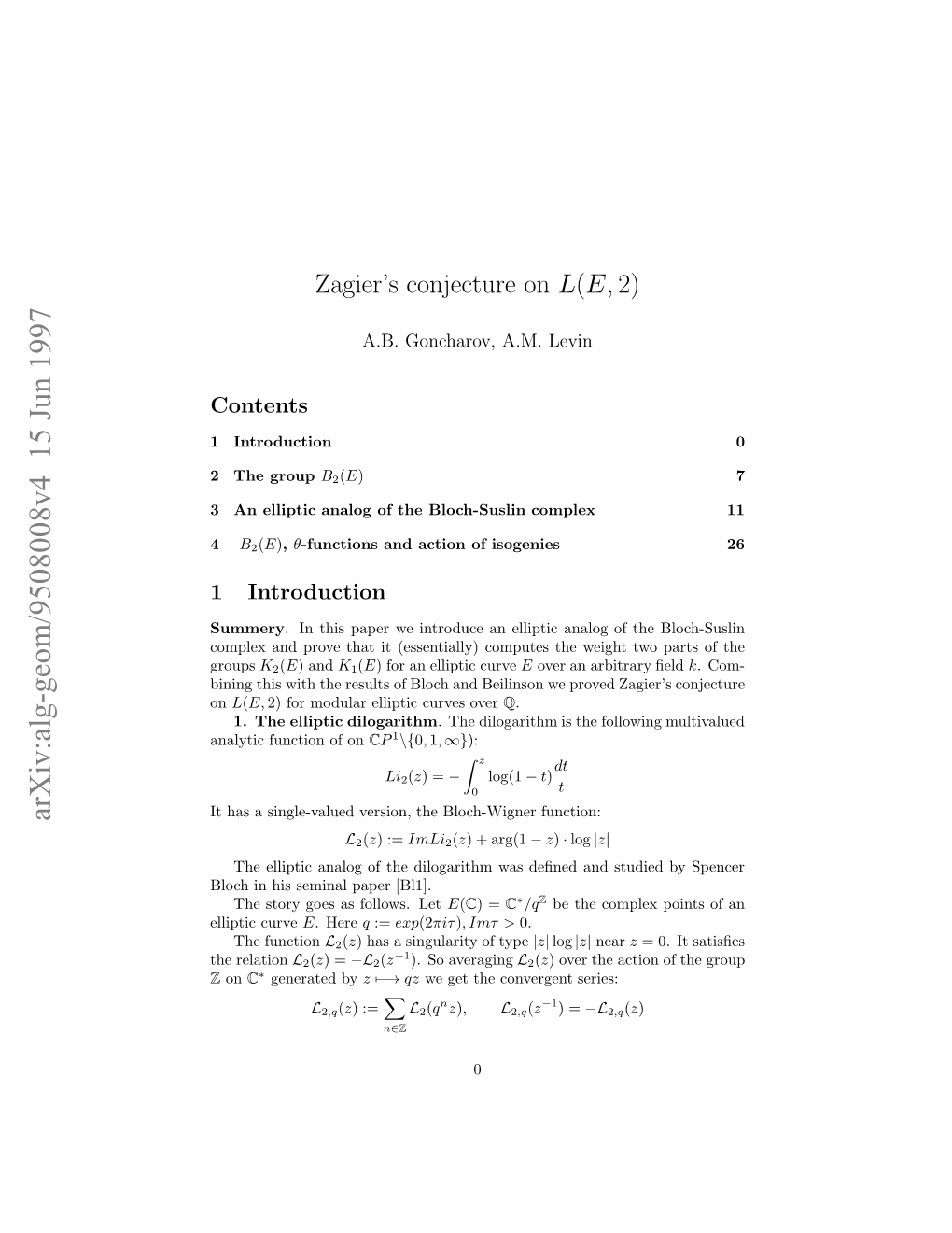 Zagier's Conjecture on $ L (E, 2) $