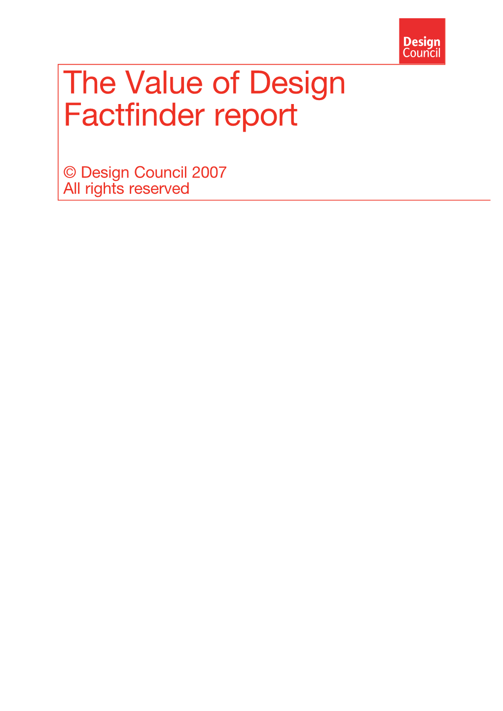 The Value of Design Factfinder Report