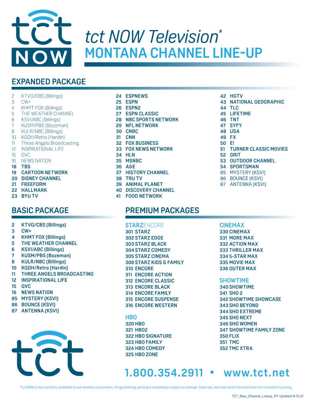 Montana Tct NOW Channel Lineup