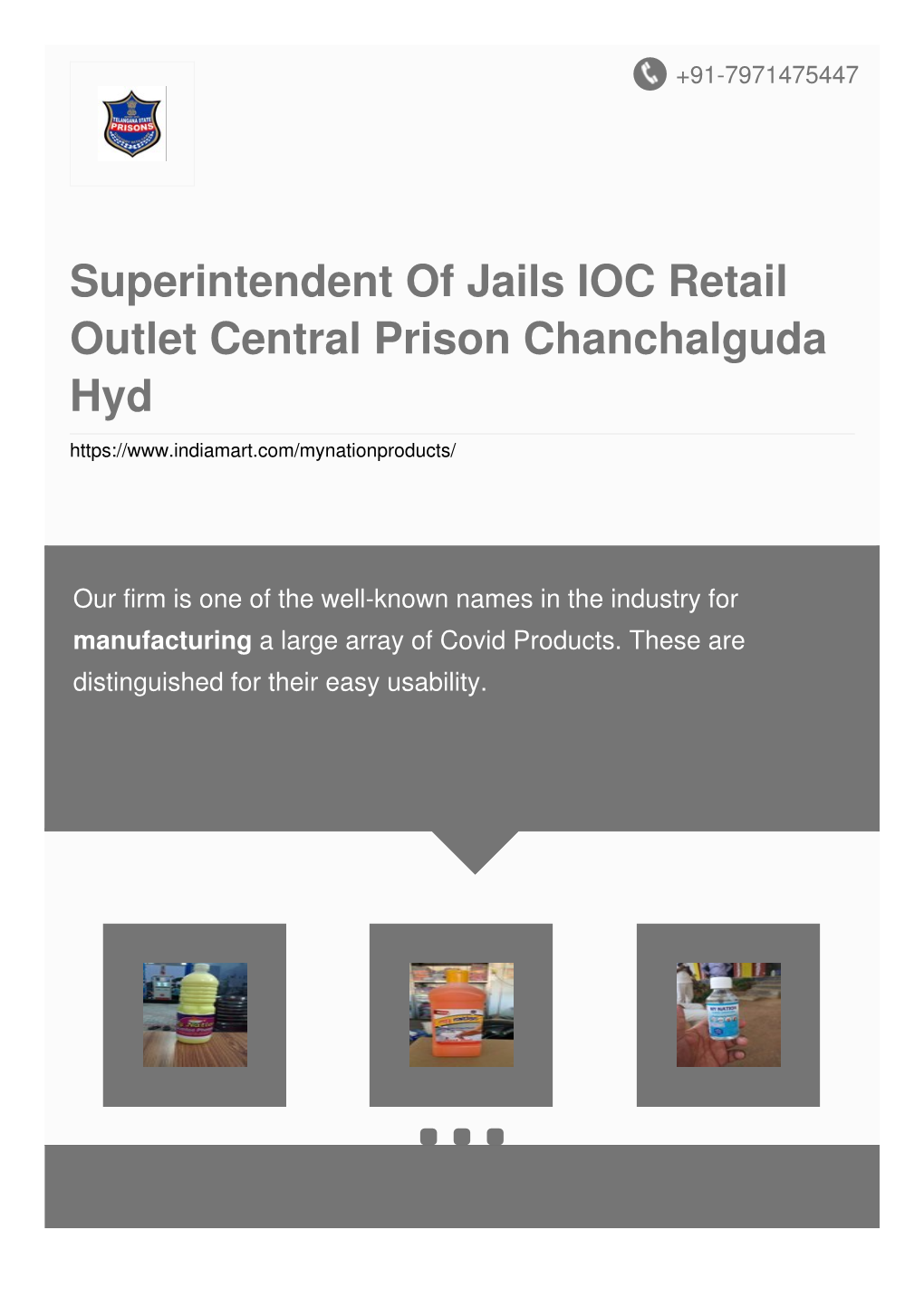 Superintendent of Jails IOC Retail Outlet Central Prison Chanchalguda Hyd