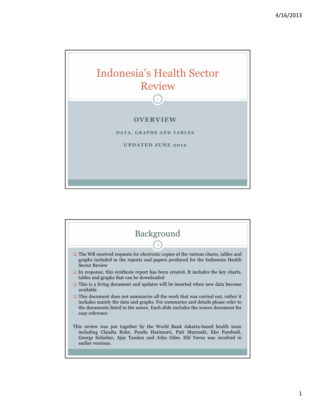 Indonesia's Health Sector Review