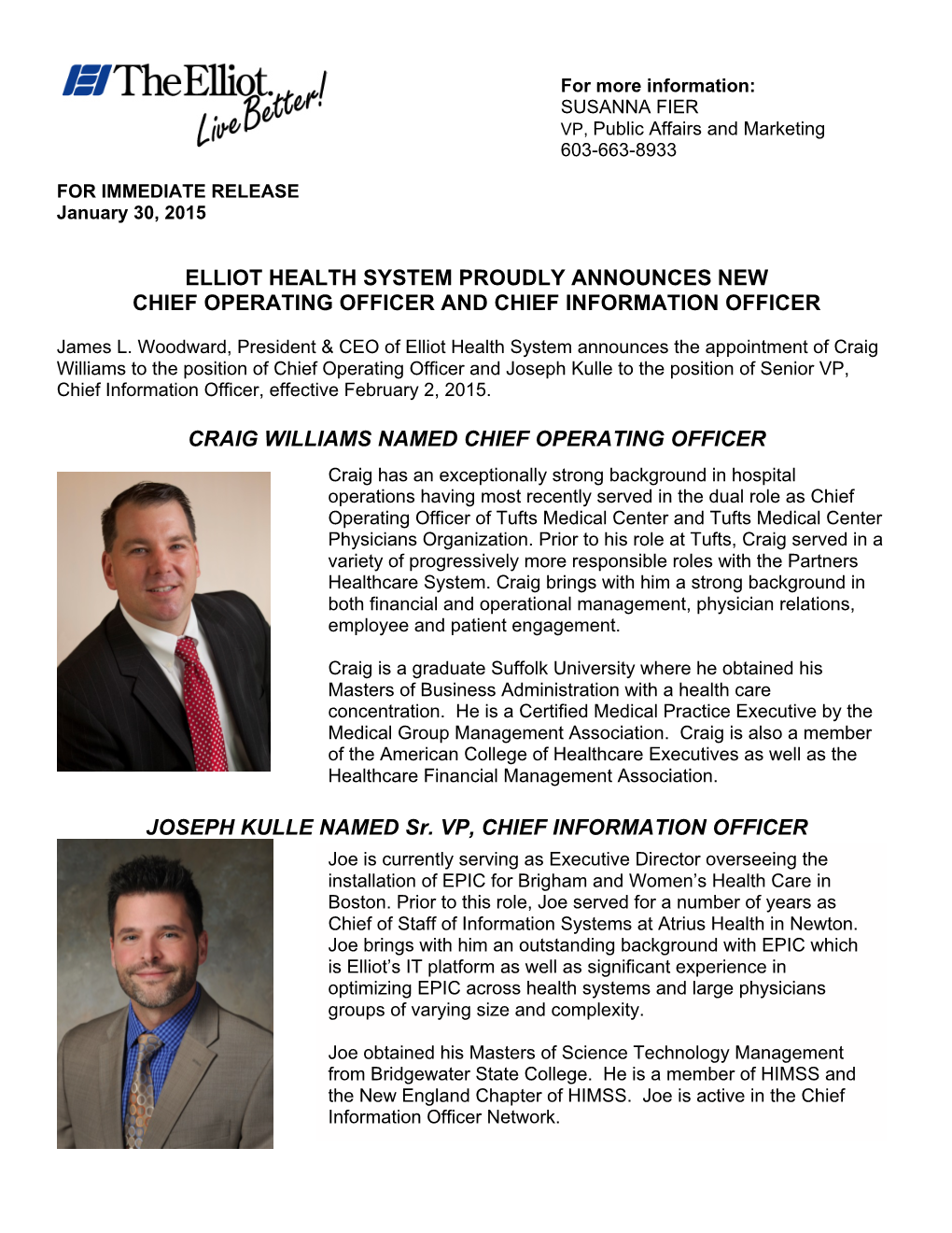 Elliot Announces COO and CIO.Pdf