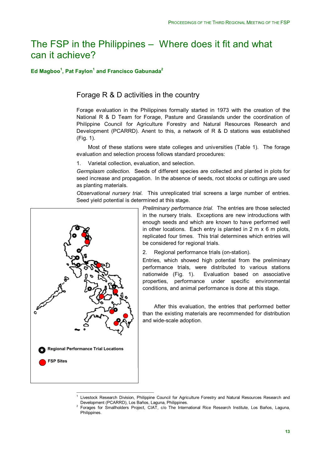 The FSP in the Philippines – Where Does It Fit and What Can It Achieve?