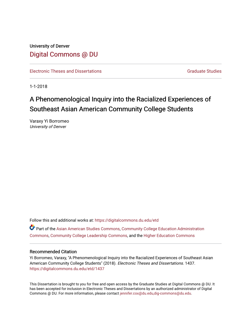 A Phenomenological Inquiry Into the Racialized Experiences of Southeast Asian American Community College Students