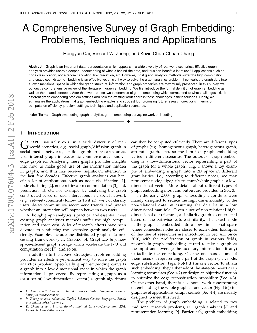 A Comprehensive Survey of Graph Embedding: Problems, Techniques and Applications