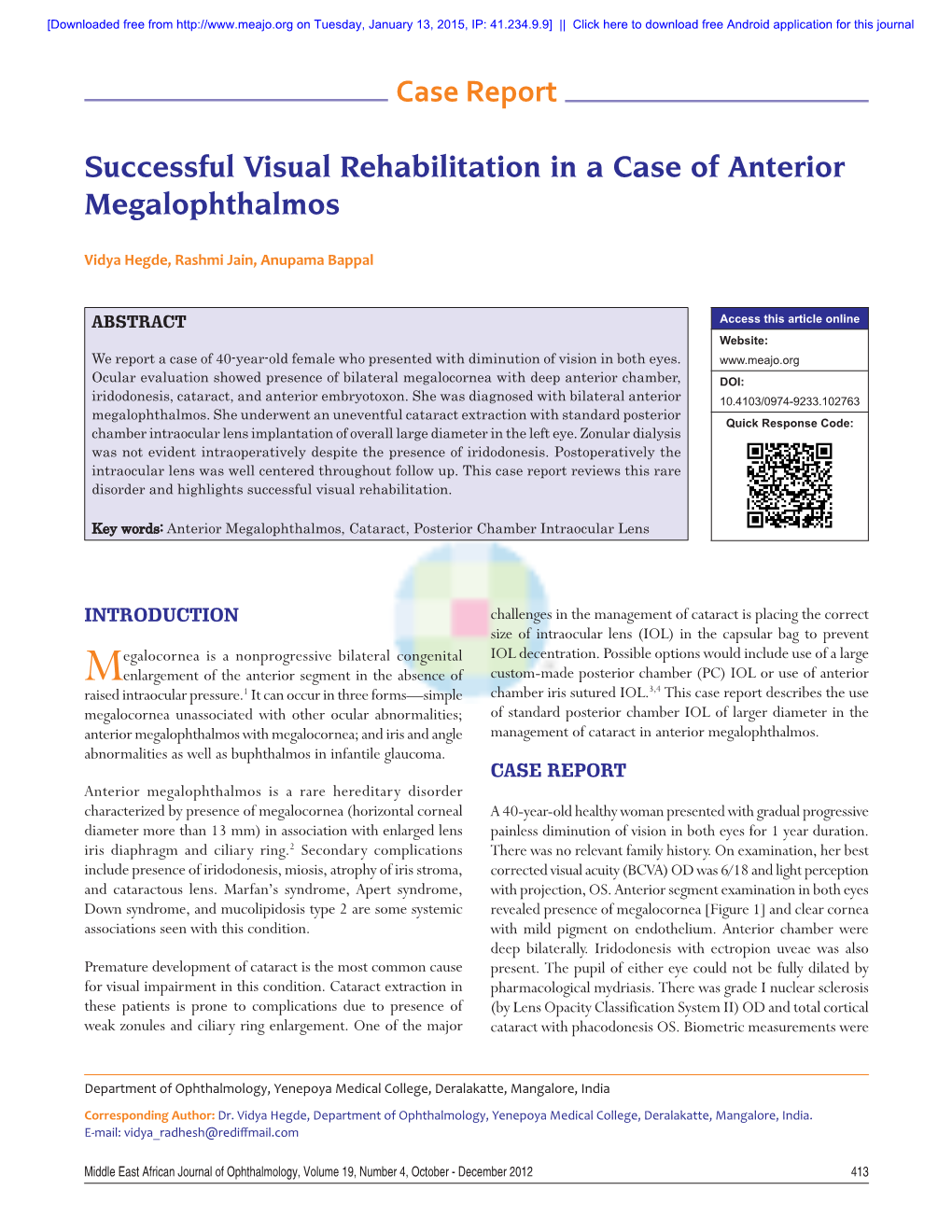 Successful Visual Rehabilitation in a Case of Anterior Megalophthalmos