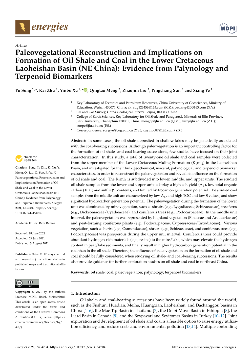 Paleovegetational Reconstruction and Implications on Formation