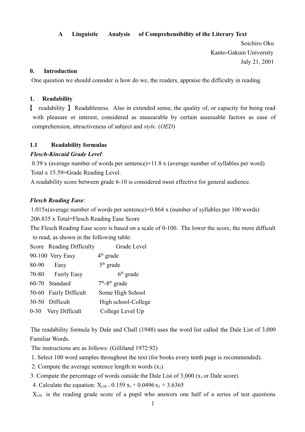 A　Linguistic　Analysis　of Comprehensibility of Children S Literature