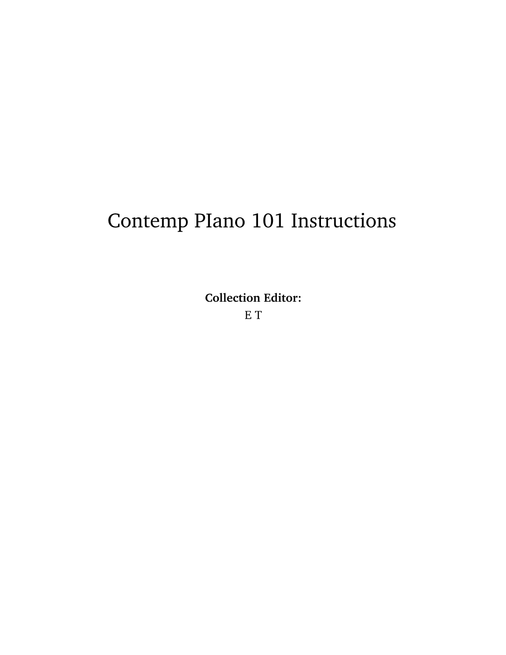 Contemp Piano 101 Instructions