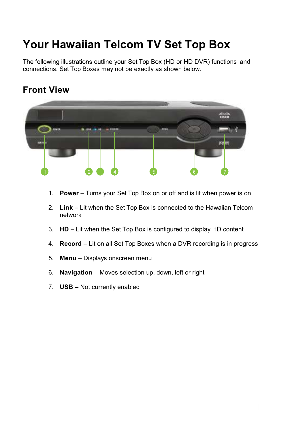 Your Hawaiian Telcom TV Set Top Box