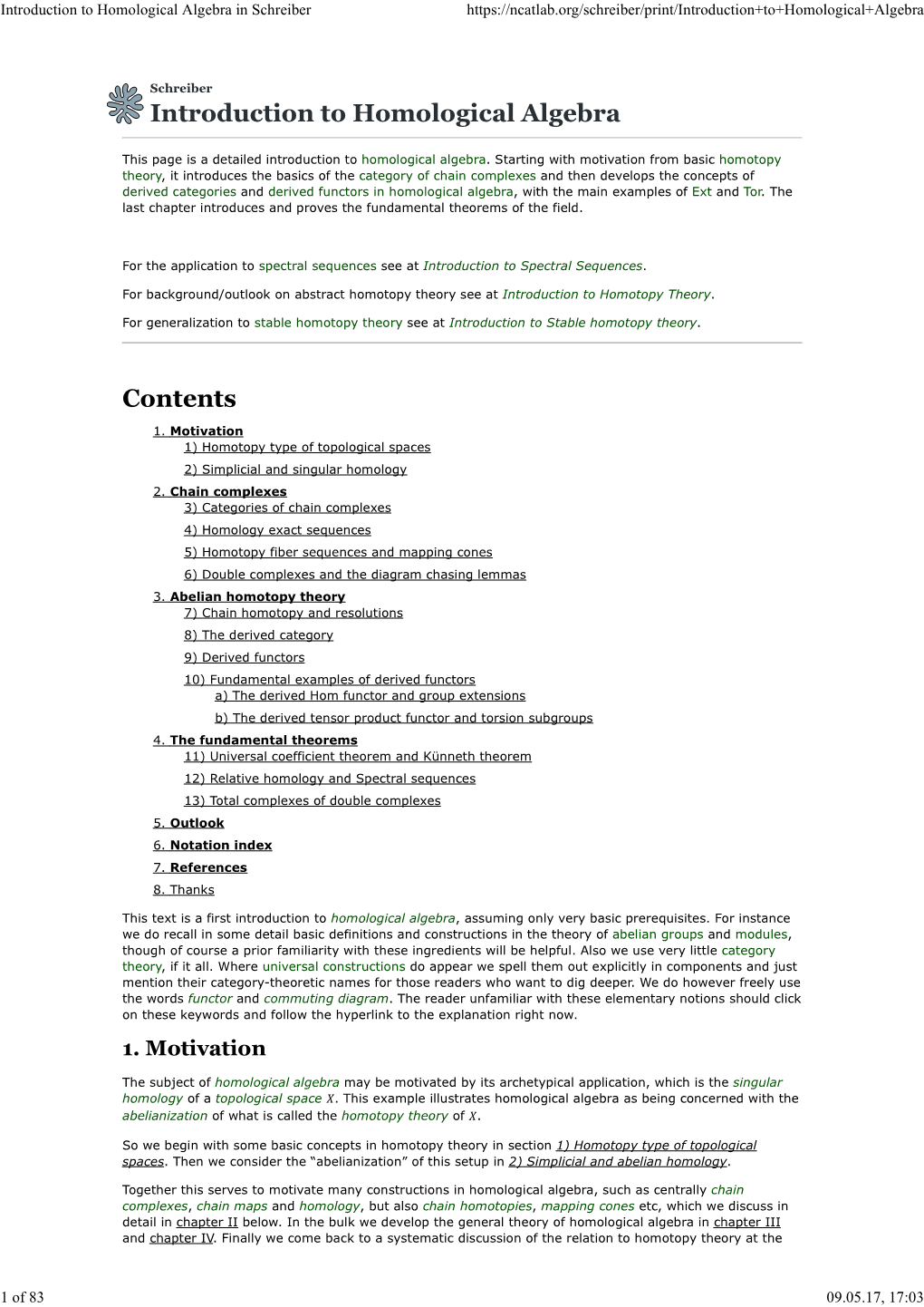 Introduction to Homological Algebra in Schreiber