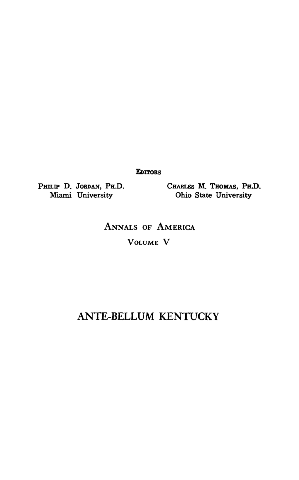 ANTE-BELLUM KENTUCKY T 