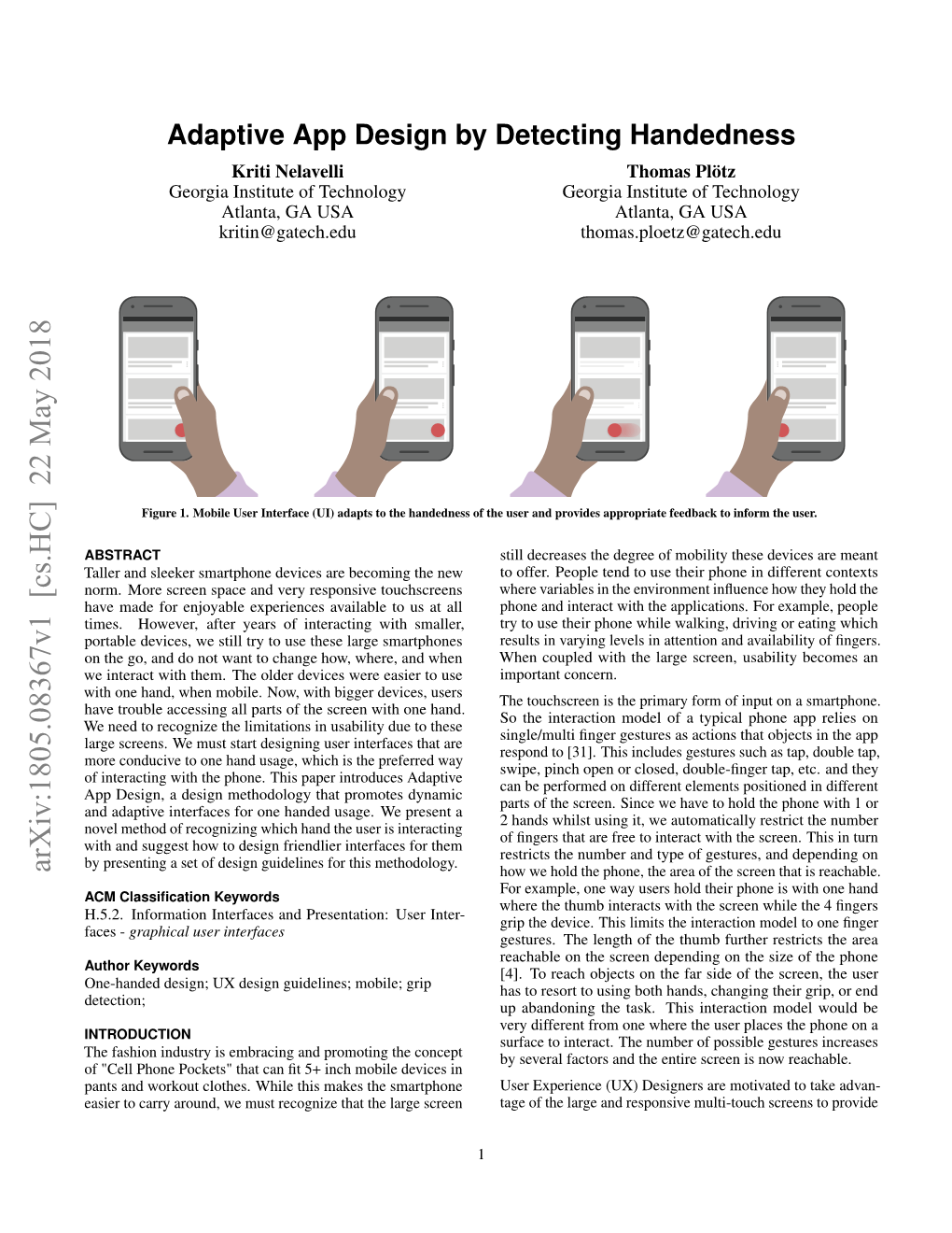 Adaptive App Design by Detecting Handedness