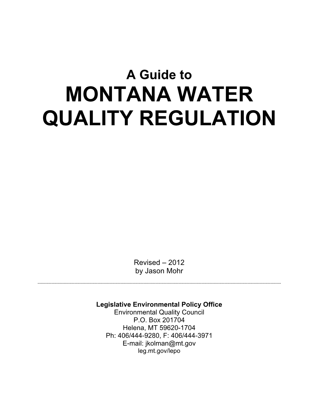 Montana Water Quality Regulation