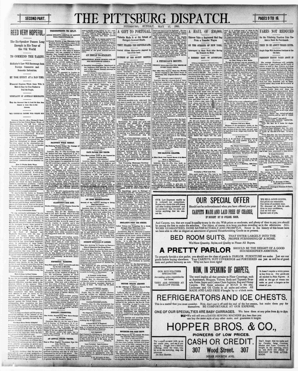 THE PITTSBURG DISPATCH. W I PITTSBURG, SUNDAY, MAT 17, 1891