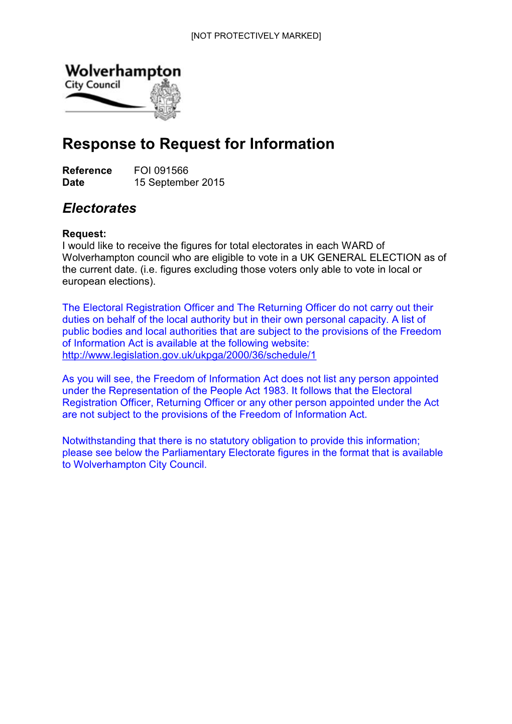 Response to Request for Information