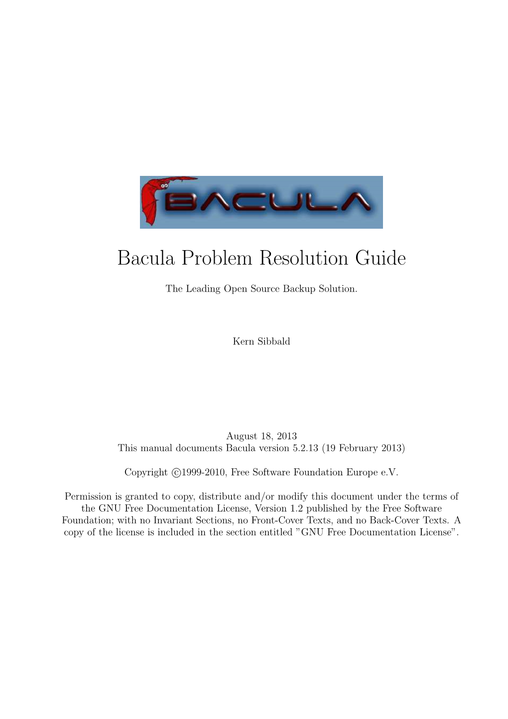 Bacula Problem Resolution Guide