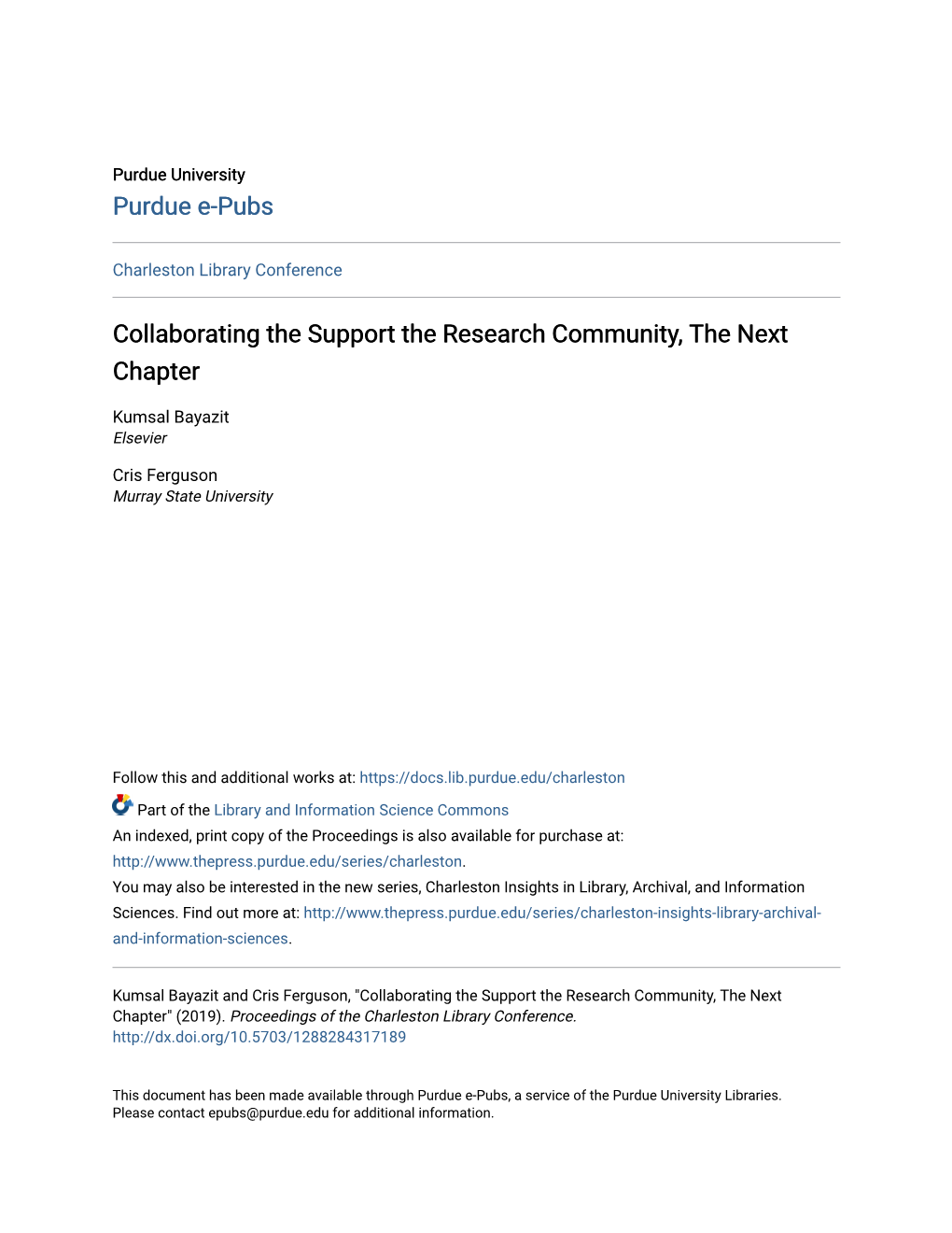 Collaborating the Support the Research Community, the Next Chapter