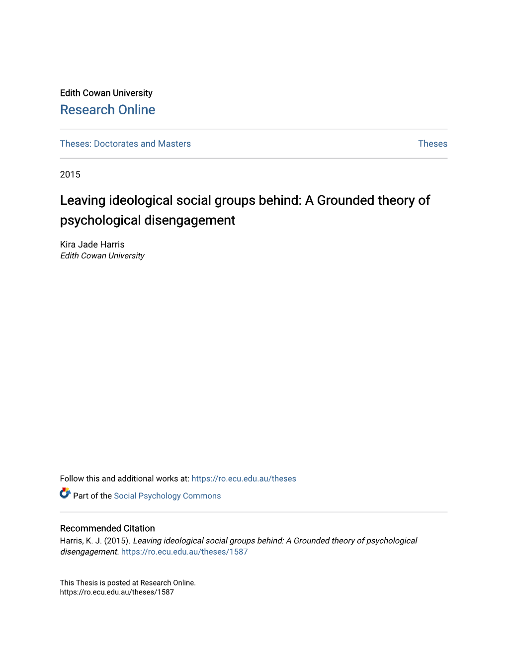 Leaving Ideological Social Groups Behind: a Grounded Theory of Psychological Disengagement