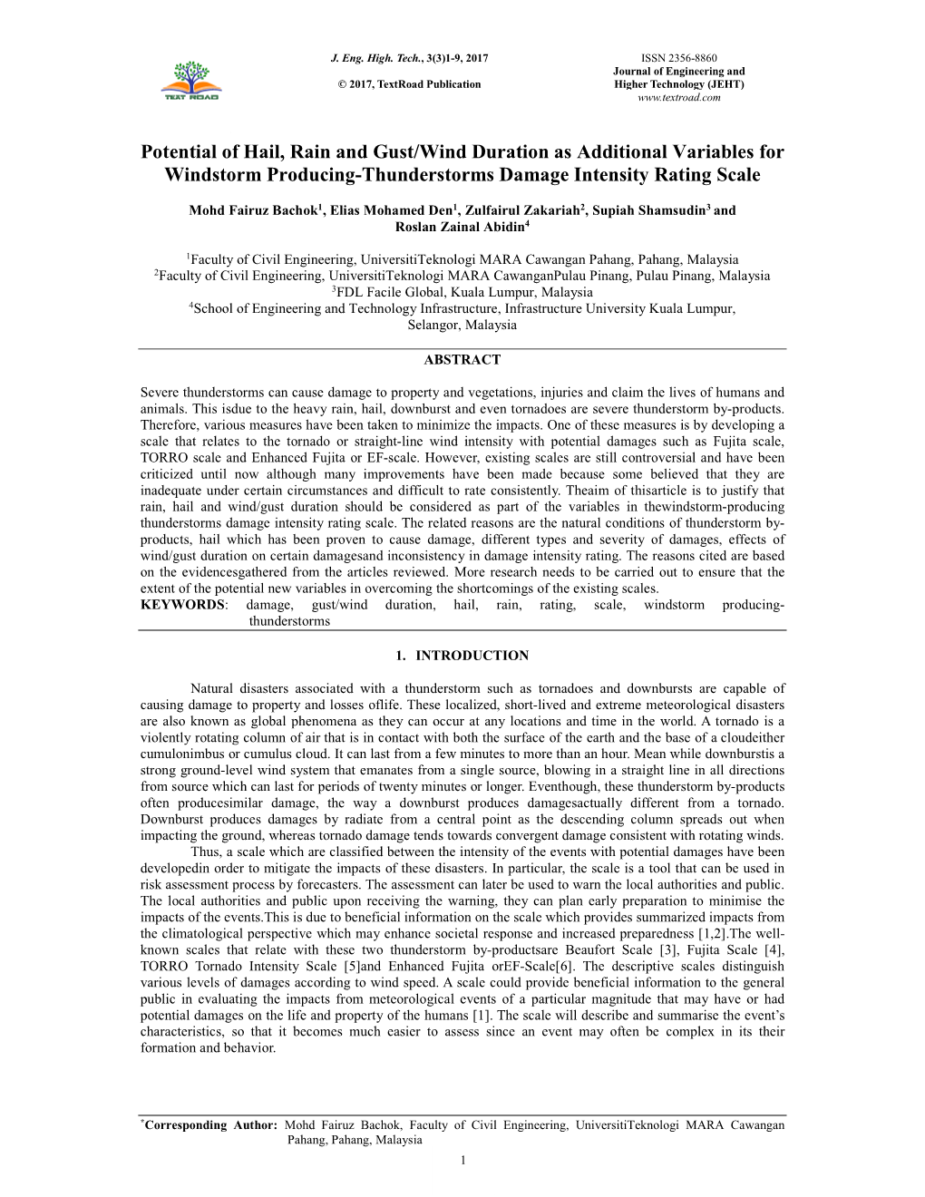 Potential of Hail, Rain and Gust/Wind Duration As Additional Variables for Windstorm Producing-Thunderstorms Damage Intensity Rating Scale