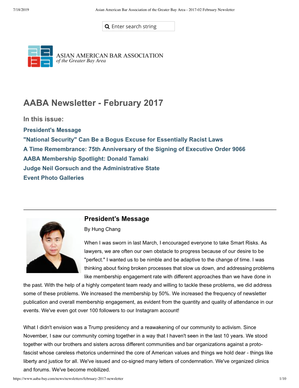 AABA Newsletter - February 2017