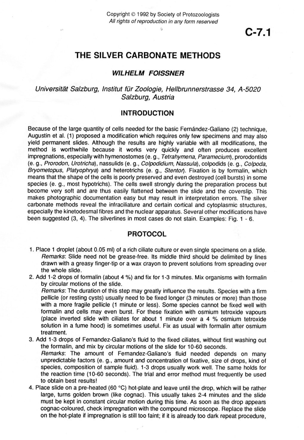 The Silver Carbonate Methods